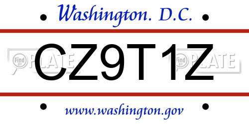 CZ9T1Z District Of Columbia License Plate