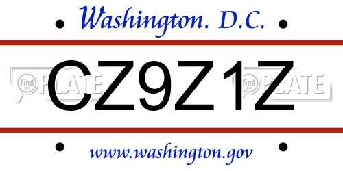 CZ9Z1Z District Of Columbia License Plate