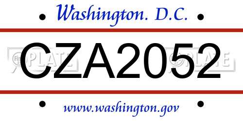 CZA2052 District Of Columbia License Plate