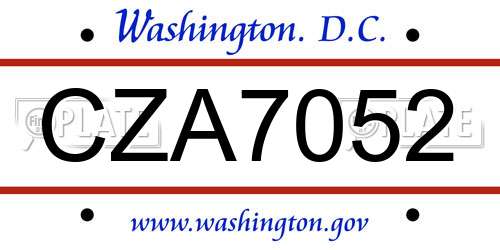 CZA7052 District Of Columbia License Plate