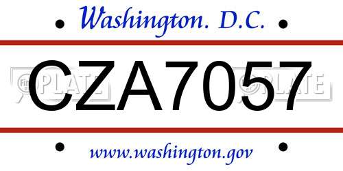 CZA7057 District Of Columbia License Plate