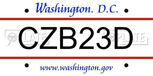 CZB23D District Of Columbia License Plate