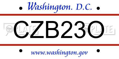 CZB23O District Of Columbia License Plate