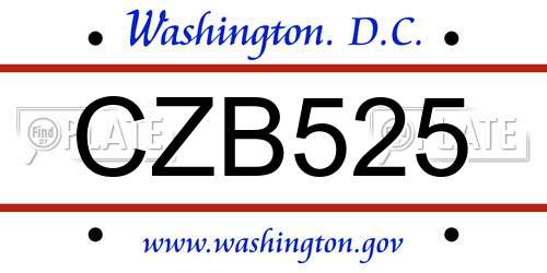 CZB525 District Of Columbia License Plate