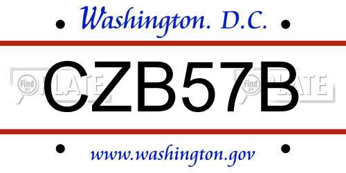 CZB57B District Of Columbia License Plate