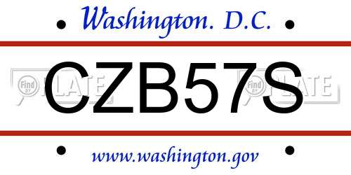 CZB57S District Of Columbia License Plate