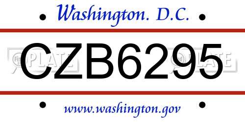 CZB6295 District Of Columbia License Plate
