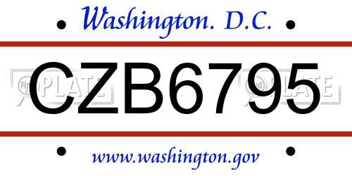 CZB6795 District Of Columbia License Plate