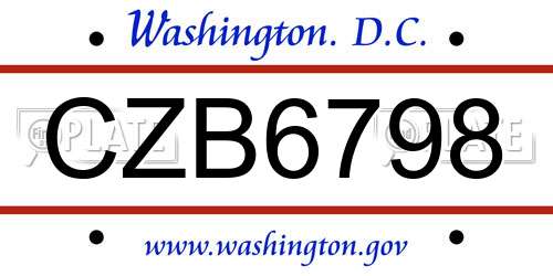 CZB6798 District Of Columbia License Plate