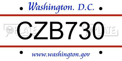 CZB730 District Of Columbia License Plate