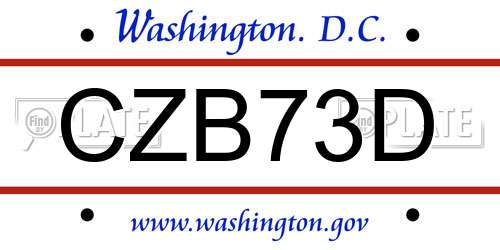 CZB73D District Of Columbia License Plate