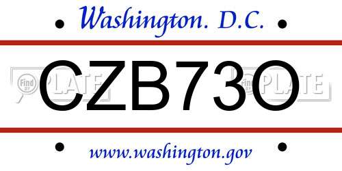 CZB73O District Of Columbia License Plate