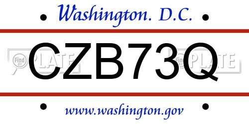 CZB73Q District Of Columbia License Plate