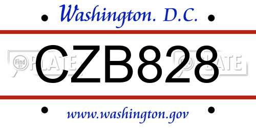 CZB828 District Of Columbia License Plate