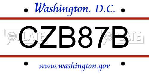 CZB87B District Of Columbia License Plate