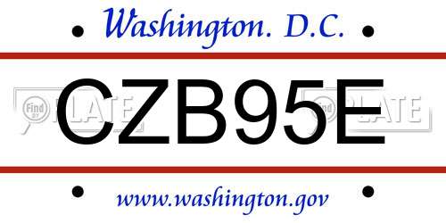 CZB95E District Of Columbia License Plate