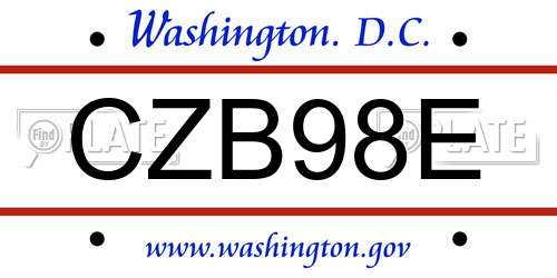 CZB98E District Of Columbia License Plate