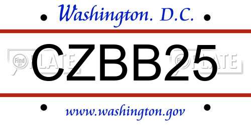 CZBB25 District Of Columbia License Plate