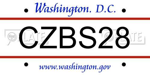 CZBS28 District Of Columbia License Plate
