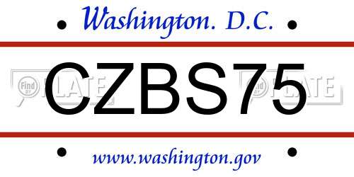 CZBS75 District Of Columbia License Plate