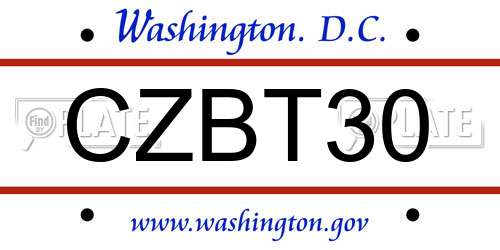 CZBT30 District Of Columbia License Plate