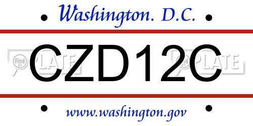 CZD12C District Of Columbia License Plate