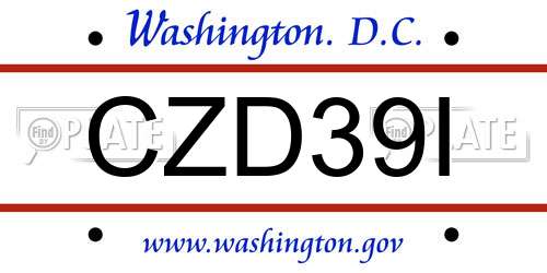 CZD39I District Of Columbia License Plate