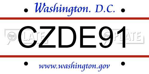 CZDE91 District Of Columbia License Plate