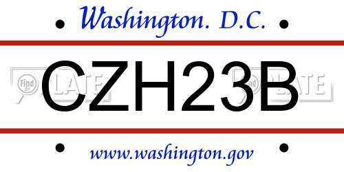 CZH23B District Of Columbia License Plate
