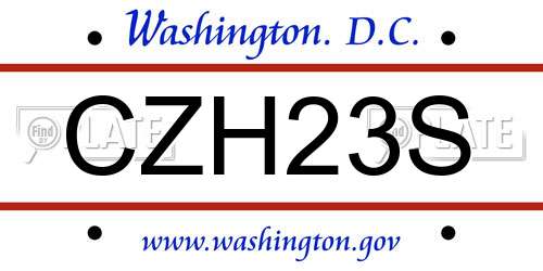 CZH23S District Of Columbia License Plate