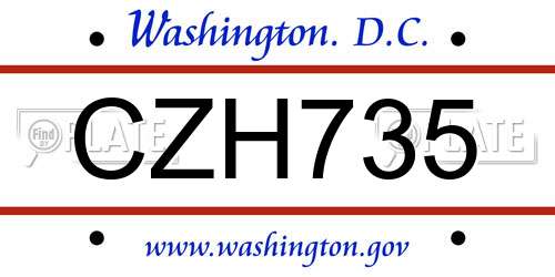 CZH735 District Of Columbia License Plate