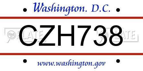 CZH738 District Of Columbia License Plate