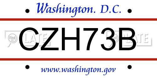 CZH73B District Of Columbia License Plate