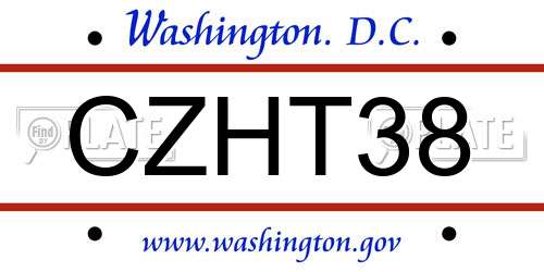 CZHT38 District Of Columbia License Plate