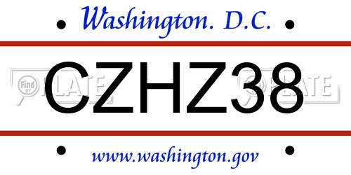 CZHZ38 District Of Columbia License Plate