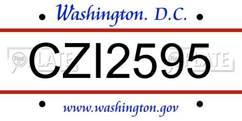 CZI2595 District Of Columbia License Plate