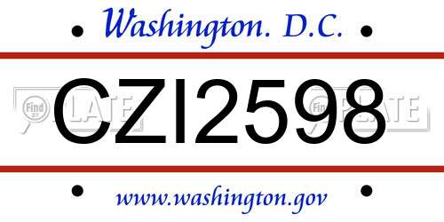 CZI2598 District Of Columbia License Plate