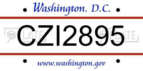CZI2895 District Of Columbia License Plate
