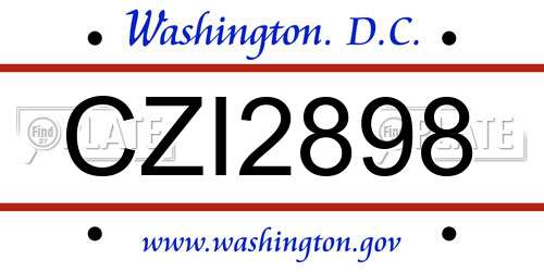 CZI2898 District Of Columbia License Plate