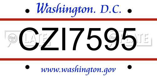 CZI7595 District Of Columbia License Plate