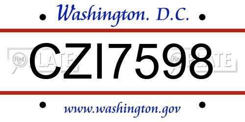 CZI7598 District Of Columbia License Plate