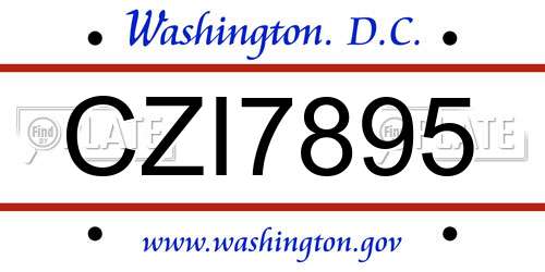 CZI7895 District Of Columbia License Plate