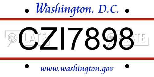 CZI7898 District Of Columbia License Plate