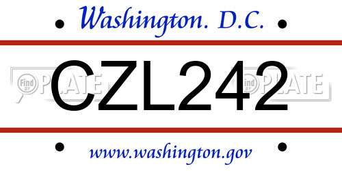 CZL242 District Of Columbia License Plate