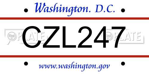 CZL247 District Of Columbia License Plate