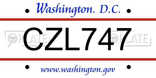 CZL747 District Of Columbia License Plate