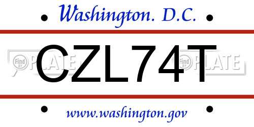 CZL74T District Of Columbia License Plate