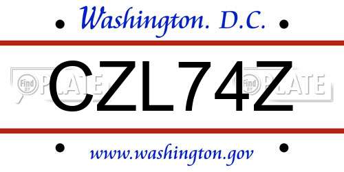 CZL74Z District Of Columbia License Plate