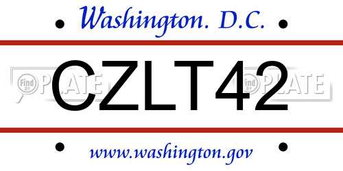 CZLT42 District Of Columbia License Plate
