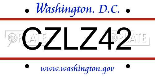 CZLZ42 District Of Columbia License Plate